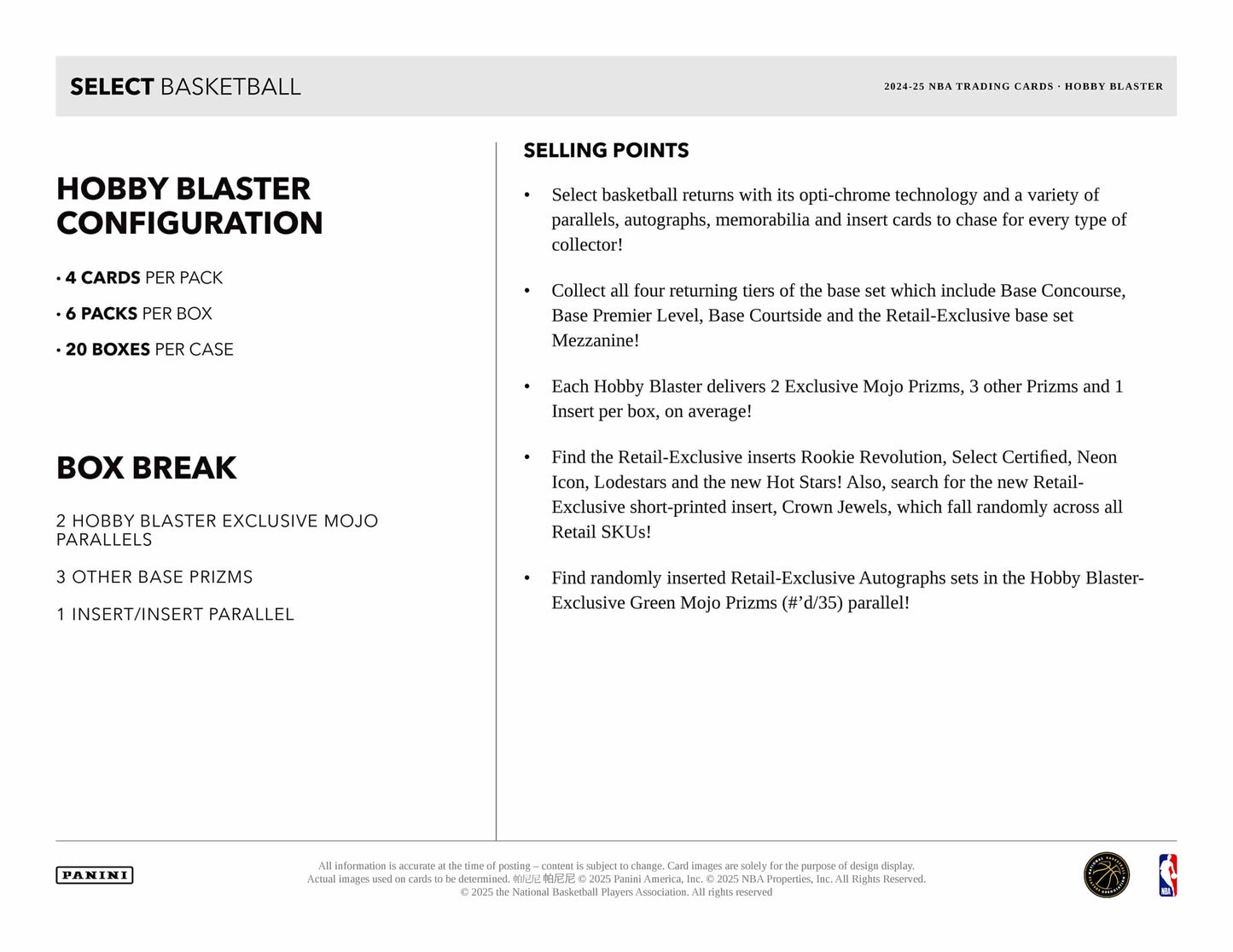 2024-25 Panini Select Basketball Blaster Box