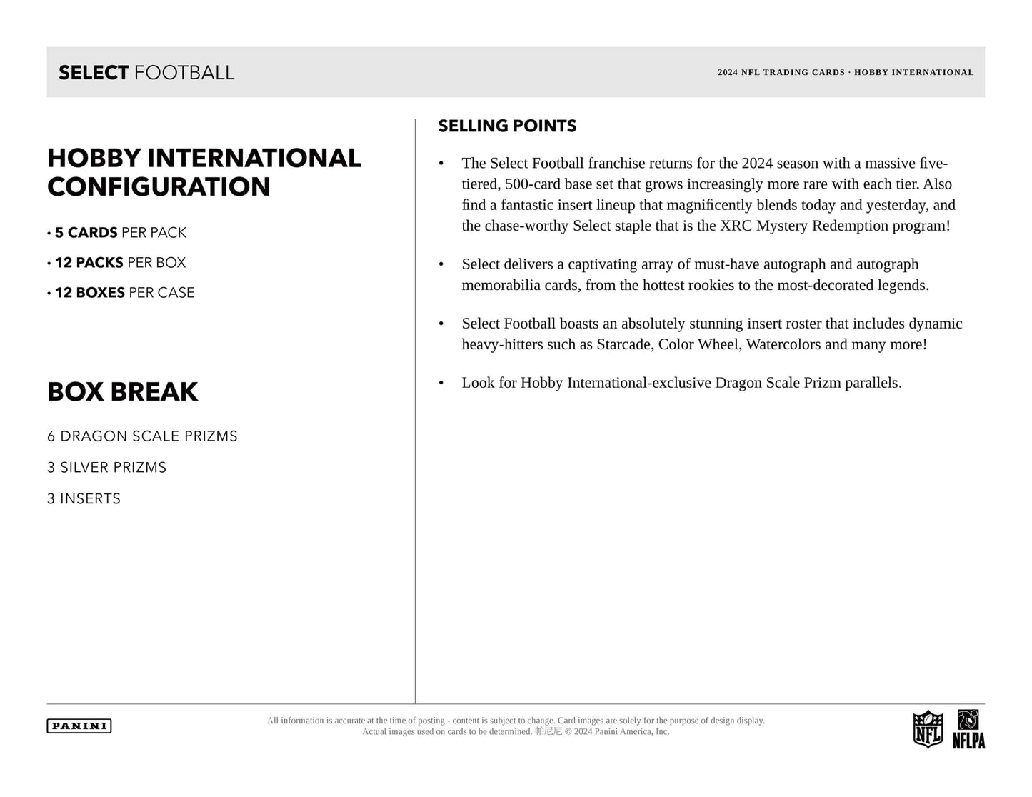 2024 Panini Select Football International Hobby Box