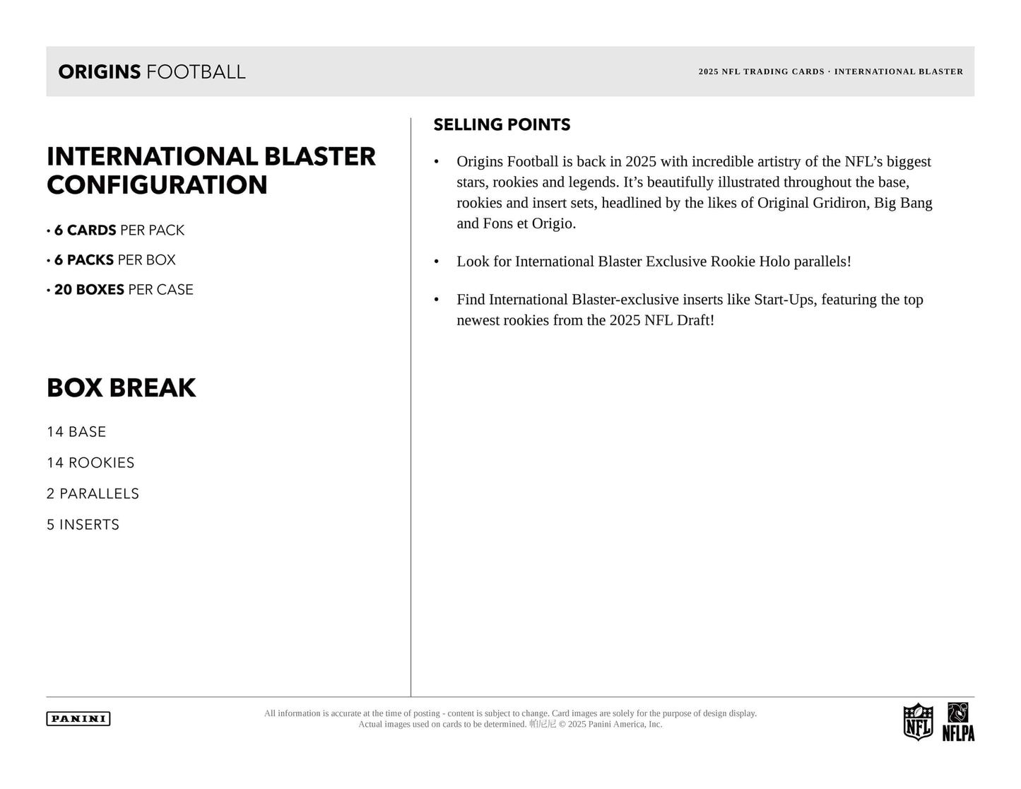 2025 Panini Origins International Football Blaster Box