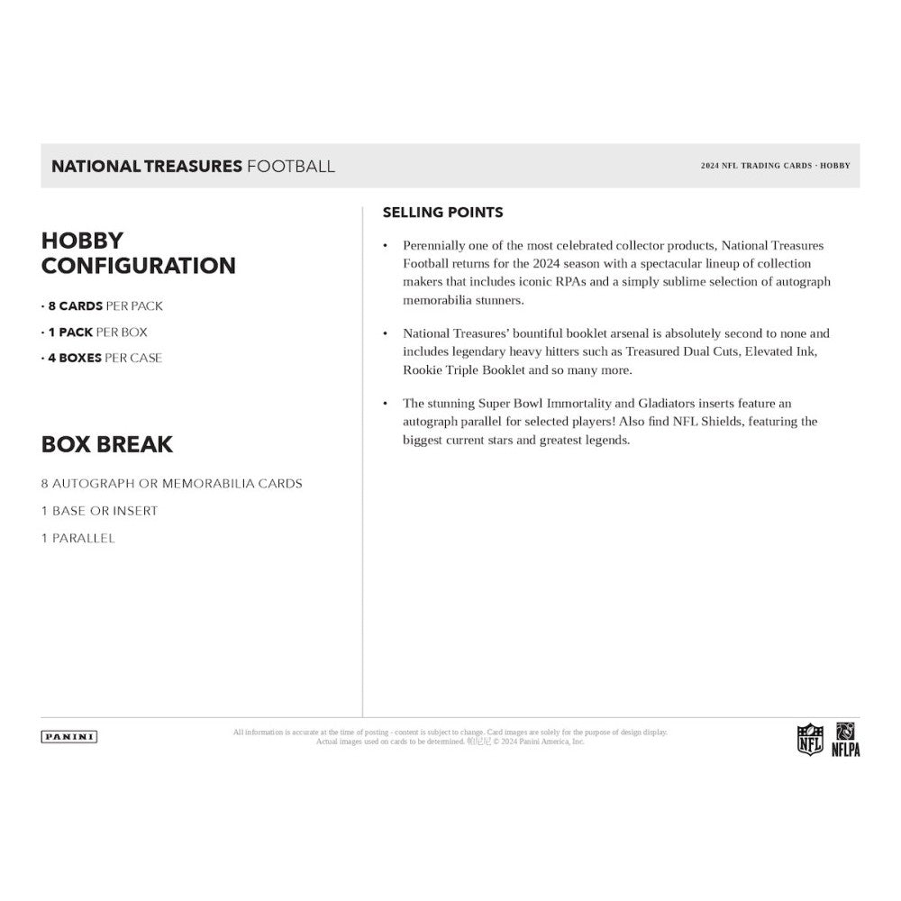 2024 Panini National Treasures Football Hobby 4-Box Case