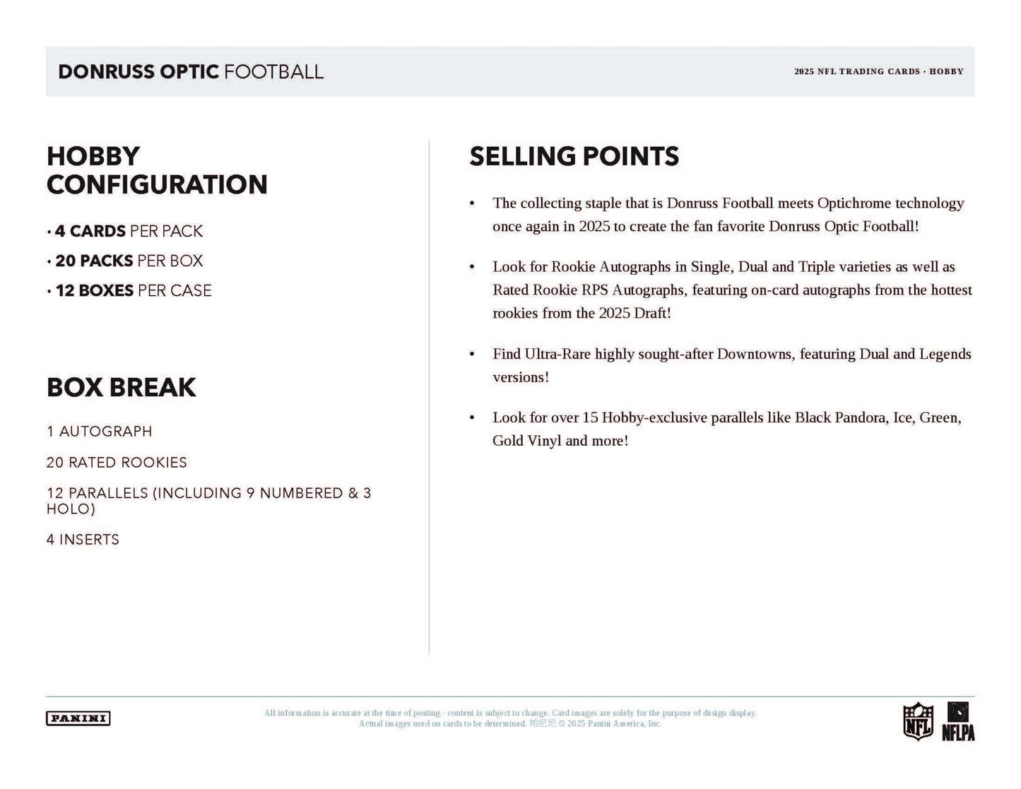 2025 Panini Donruss Optic Football Hobby 12-Box Case