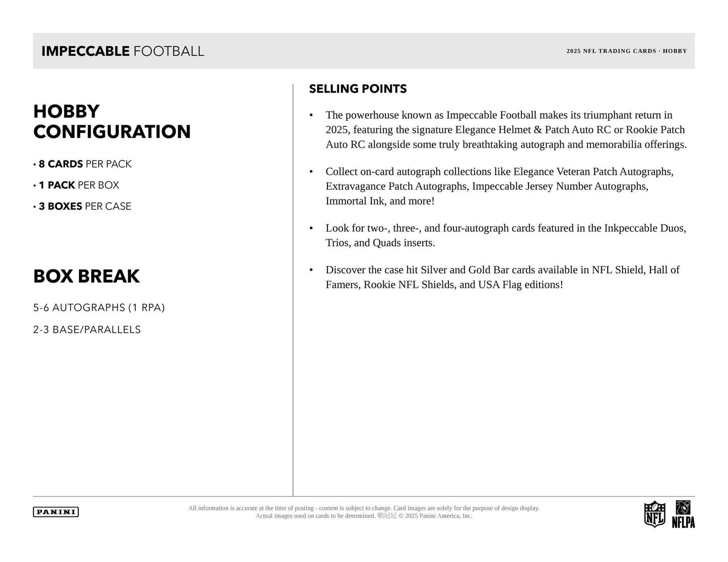 2025 Panini Impeccable Football Hobby 3-Box Case