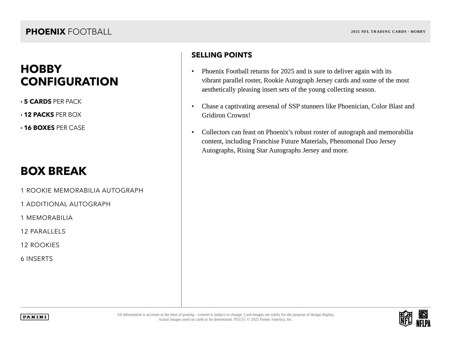 2025 Panini Phoenix Football Hobby Box