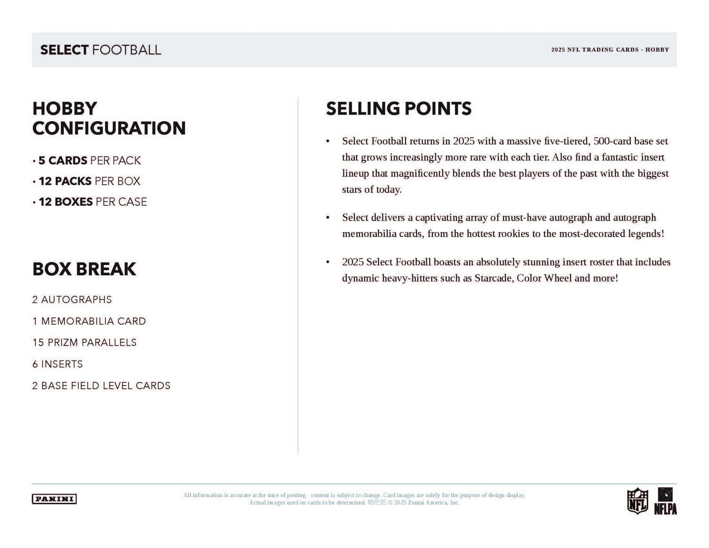 2025 Panini Select Football Hobby Box