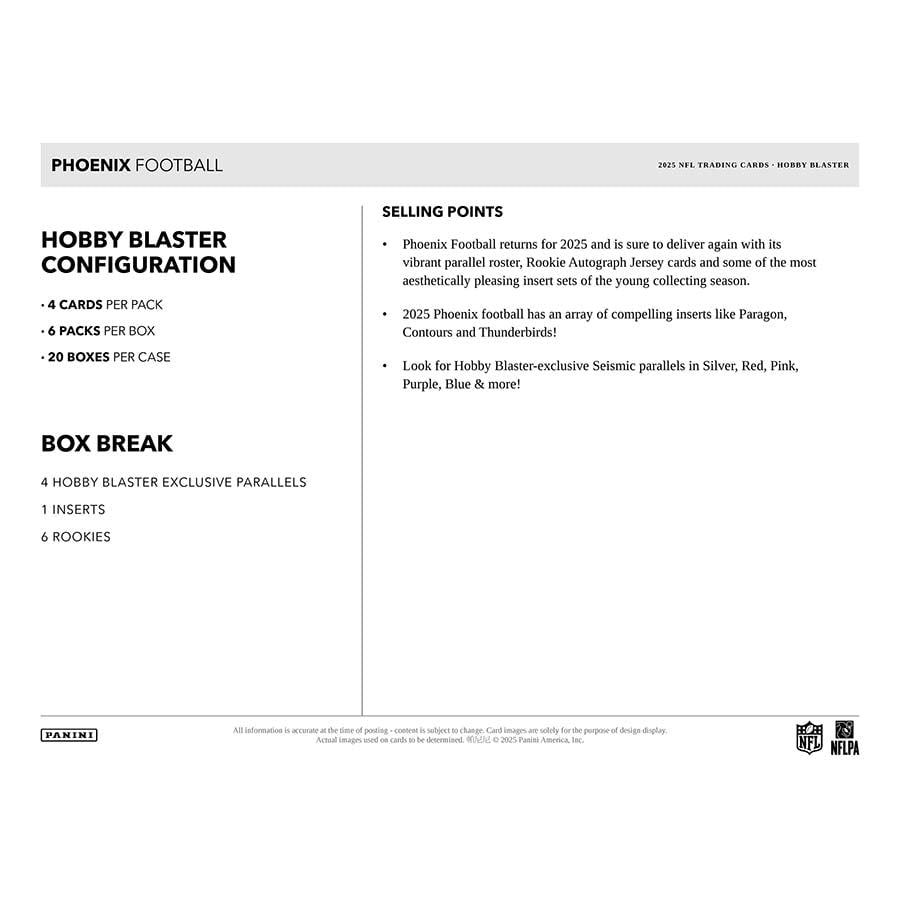 2025 Panini Phoenix Football Hobby Blaster Box