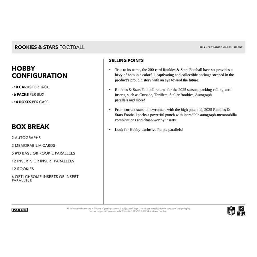 2025 Panini Rookies and Stars Football Hobby Box